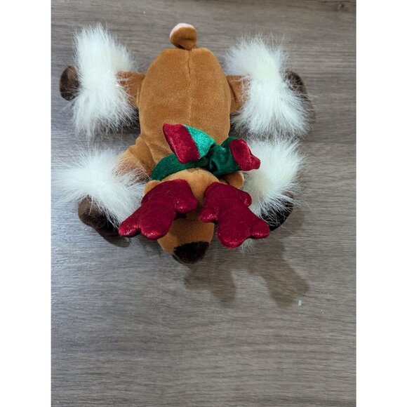 Commonwealth Plush Reindeer Toy With Red Antlers & Green Bow 6"  2005 - Picture 8 of 8
